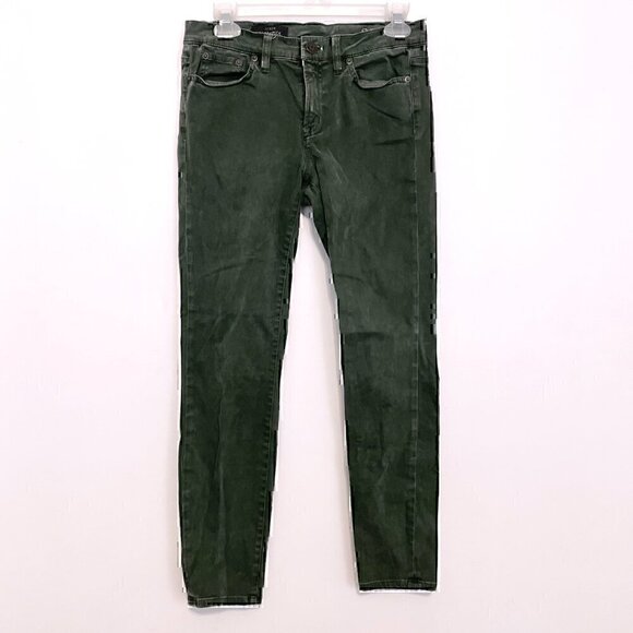 J. CREW Sateen Toothpick Pant Olive ish Green Super Skinny Cropped Crop Ankle 27 - Picture 2 of 12
